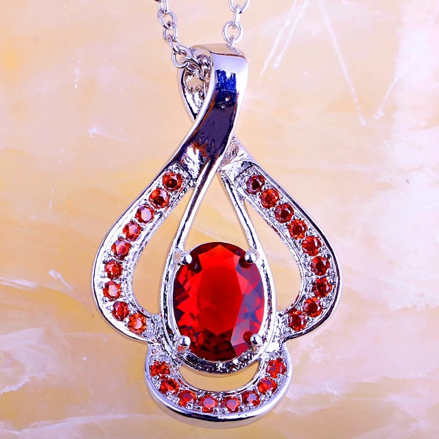 Gorgeous Genuine Ruby Gemstone Silver Necklace